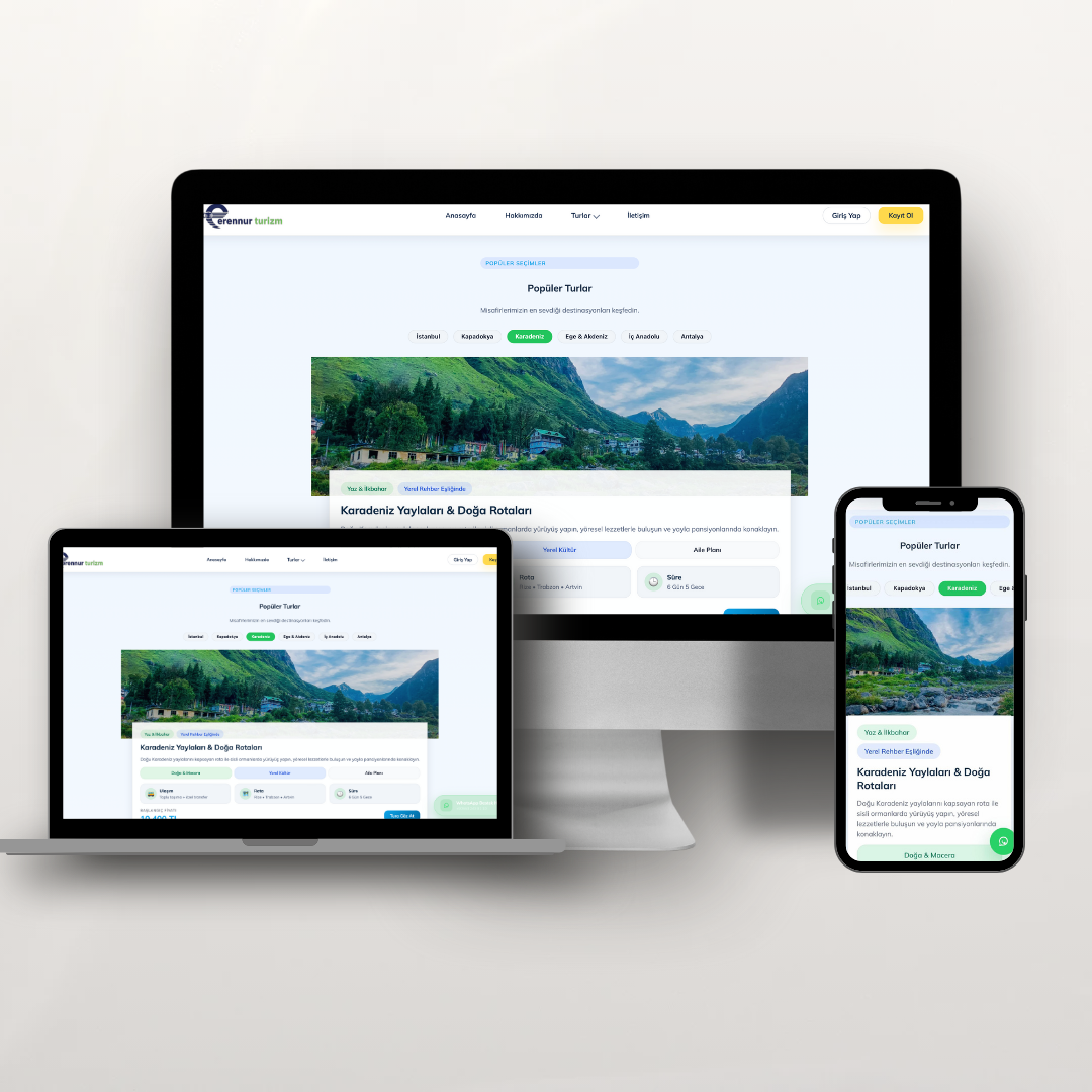 Erennur Turizm Web Sitesi -  Profesyonel ve Mobil Uyumlu Tasarım